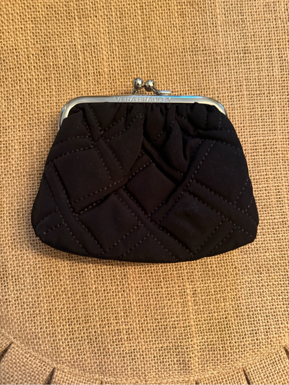Vera Bradley Black Quilted Kiss-Lock Coin Purse
